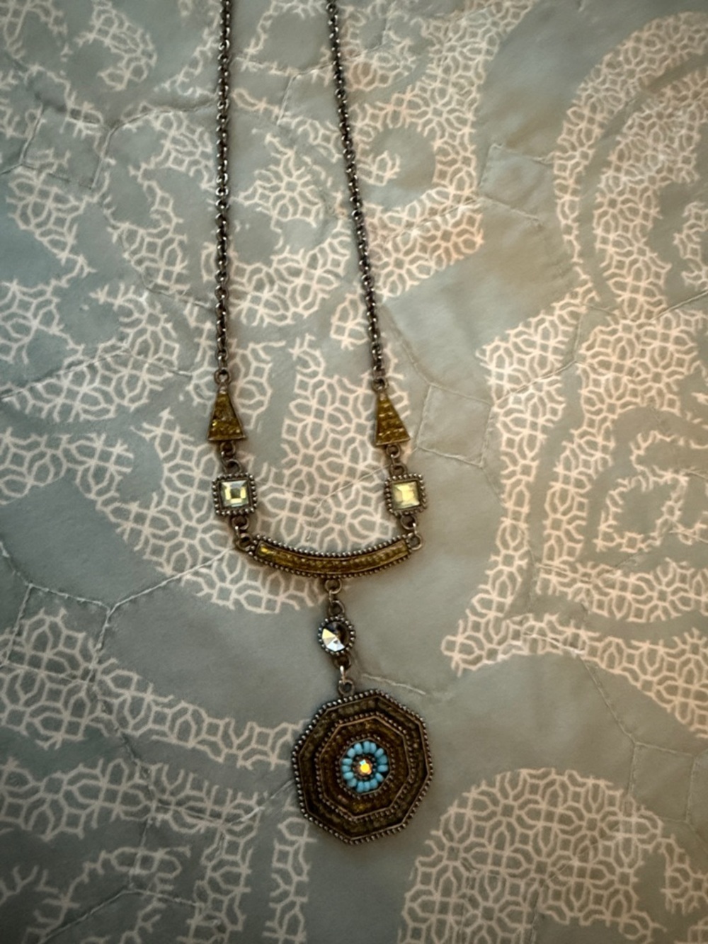 Antique-Style Turquoise Accent Pendant Necklace - Women Jewelry